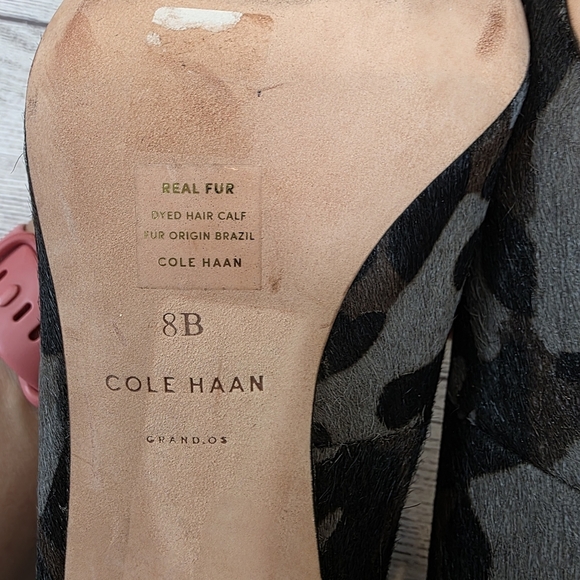 Cole Haan Size 8 Bradshaw Grey Camo Point Toe Heels Dyed Calf Hair Brazil Origin - Picture 11 of 11